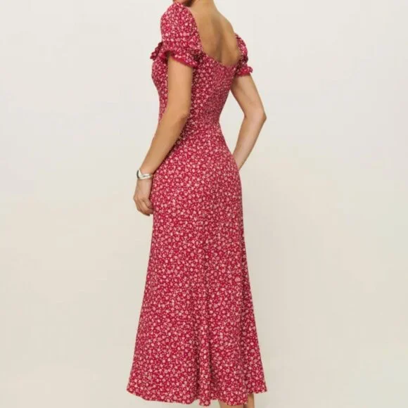 NWT Reformation Shyla Dress Red Floral Midi Last Tango Size 6 - Picture 3 of 7